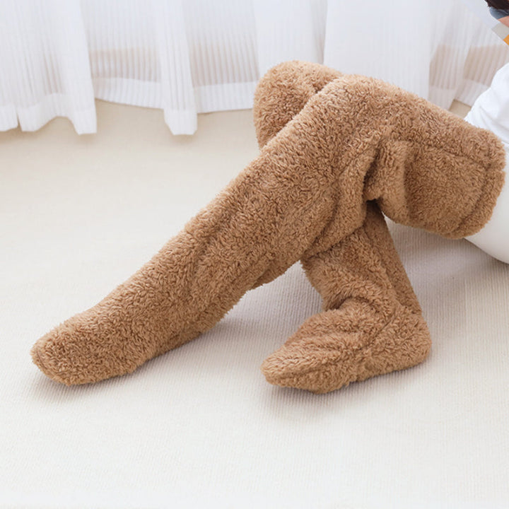 Fluffy Footless Leg Warmer Socks for Knees and Thighs