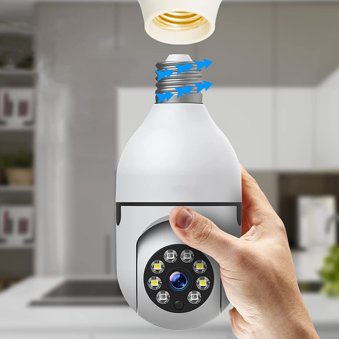 Light Bulb Security Camera with 360° View and Night Vision