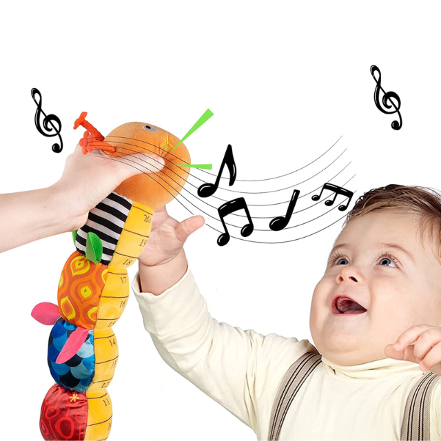 Musical Caterpillar Rattle Plush with Crinkle Textures