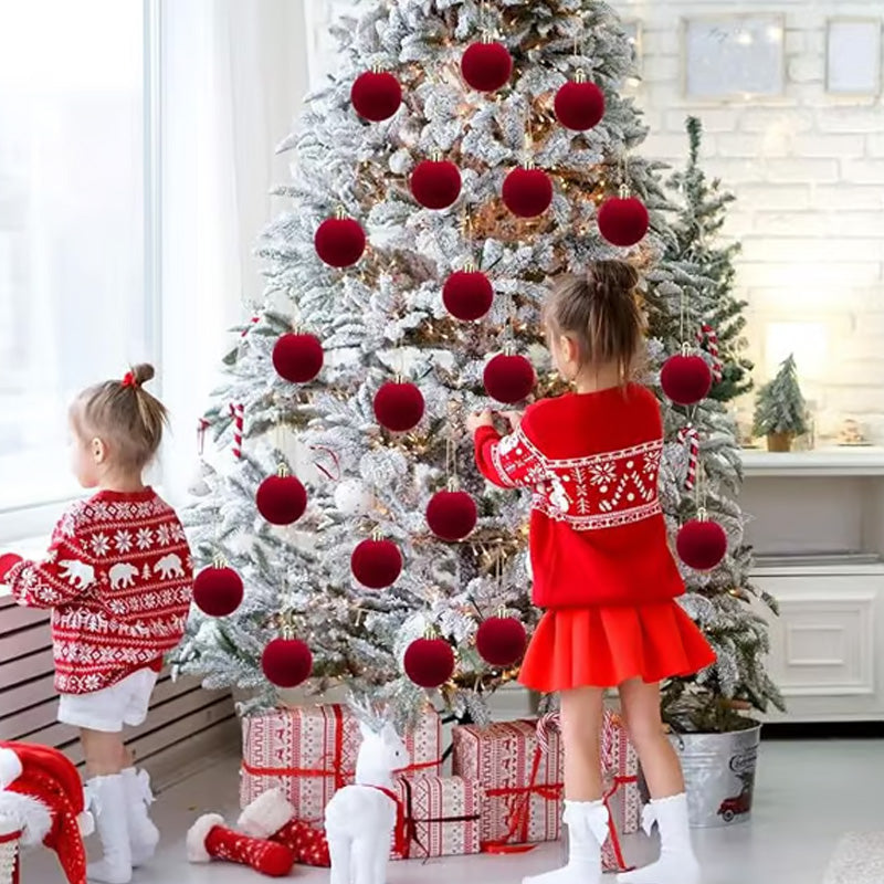 Velvet Christmas Baubles Set of 12 with Soft Matte Finish