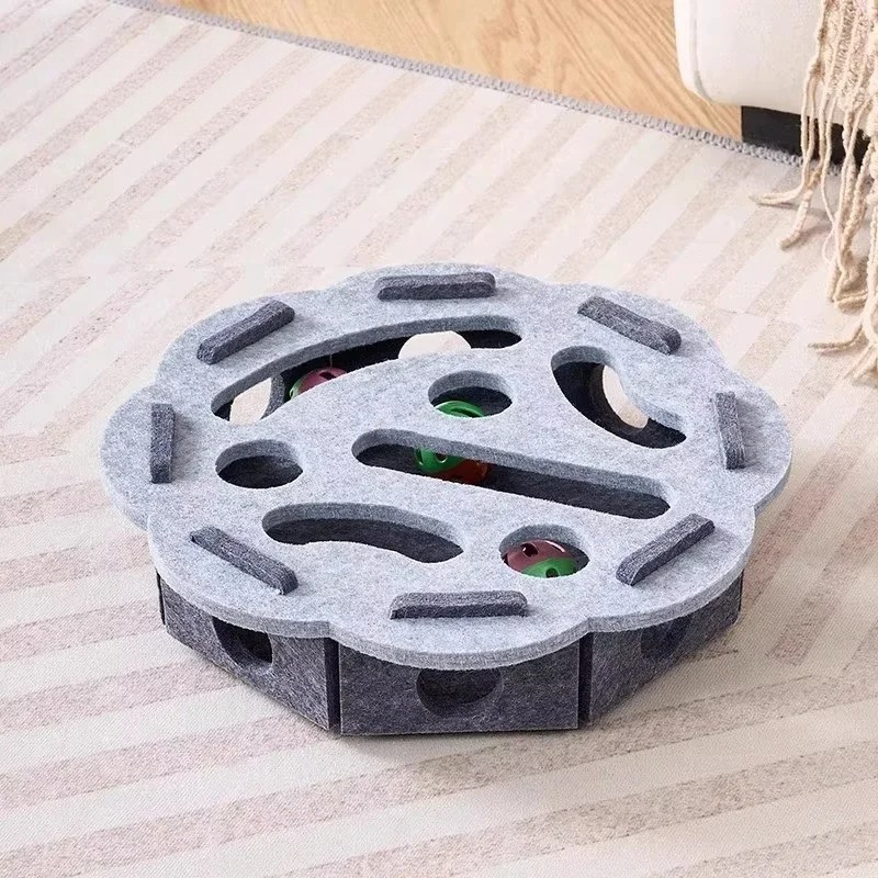 Felt Cat Puzzle Box with Hidden Bells for Indoor Play