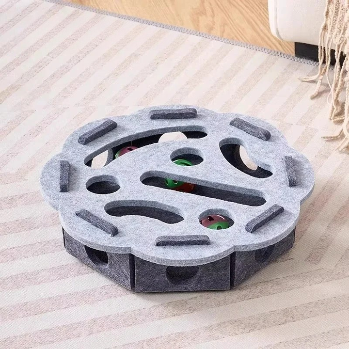 Felt Cat Puzzle Box with Hidden Bells for Indoor Play