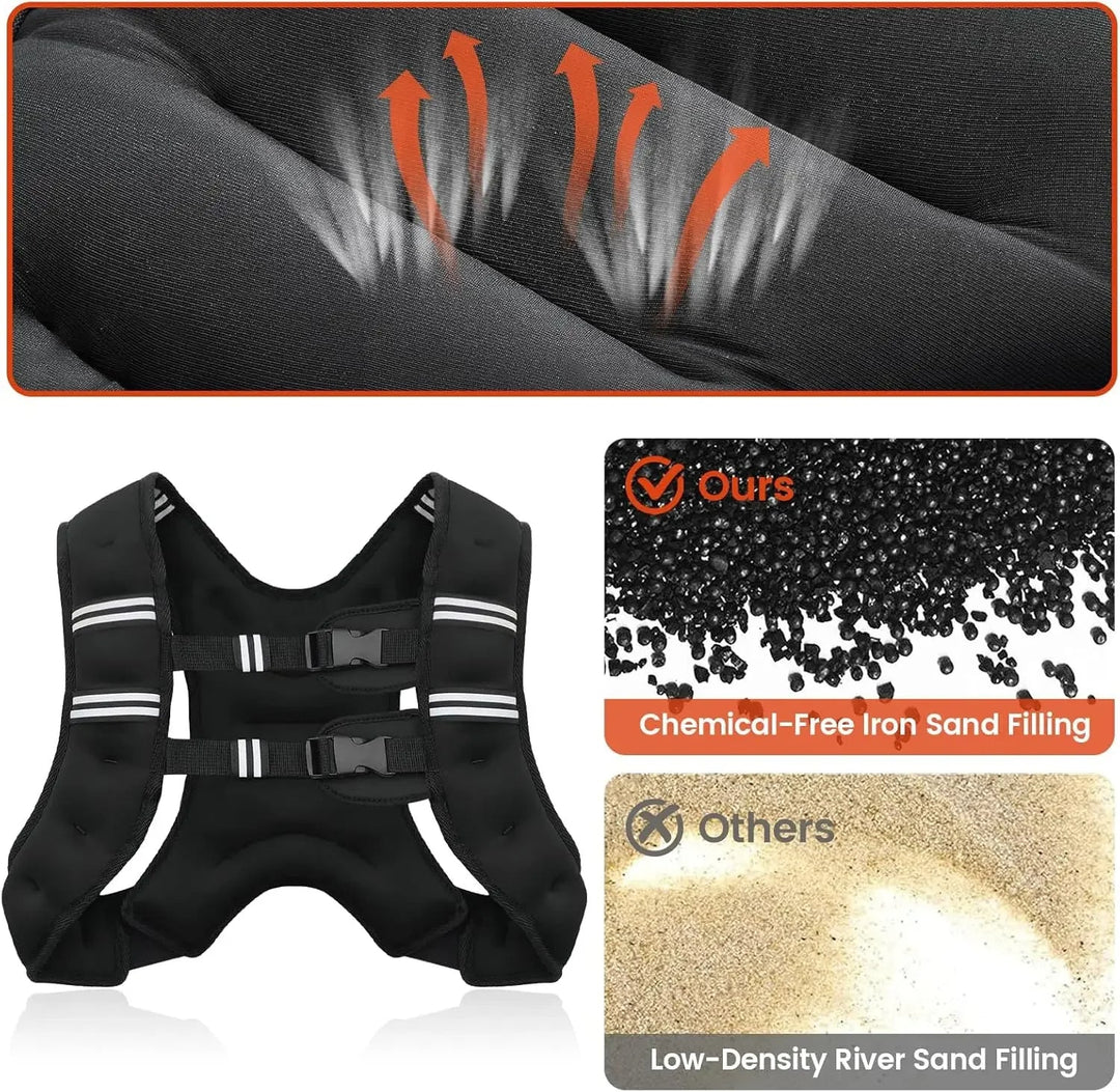Adjustable Weighted Vest with Reflective Stripes and Iron Sand