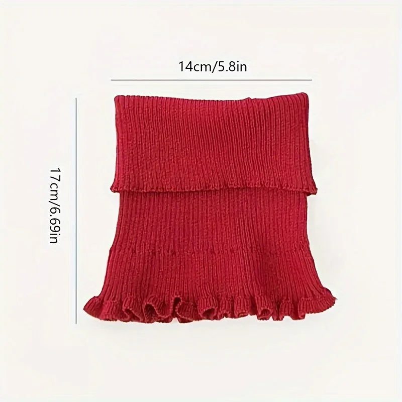 Knitted Turtleneck Collar Scarf – Ruffled Edge, Windproof