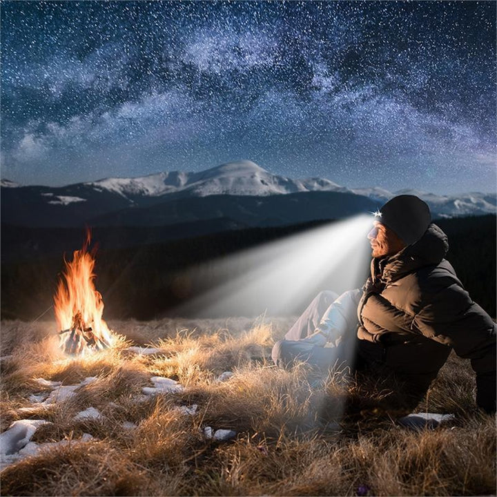 LED Head Torch Beanie – Knitted Hat with Hands-Free Light