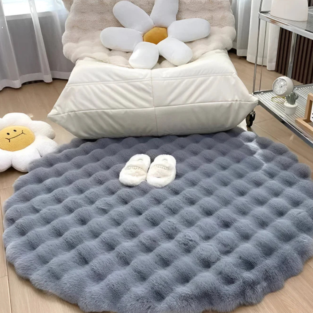 Round Fleece Rug 90x90 cm Soft Anti-Slip
