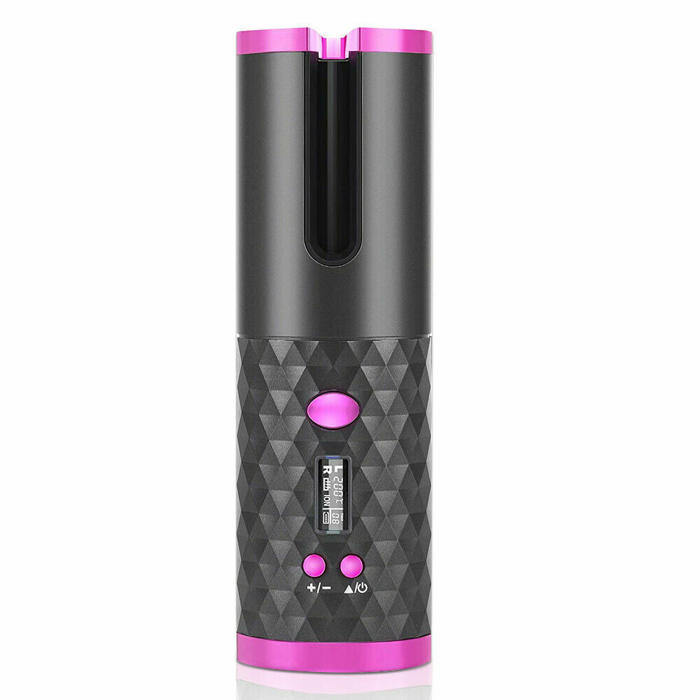 Cordless Automatic Hair Curler with Ceramic Chamber and Timer