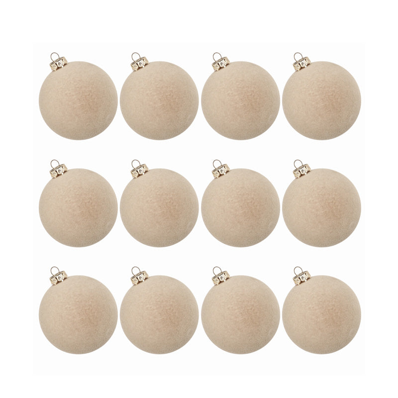 Velvet Christmas Baubles Set of 12 with Soft Matte Finish