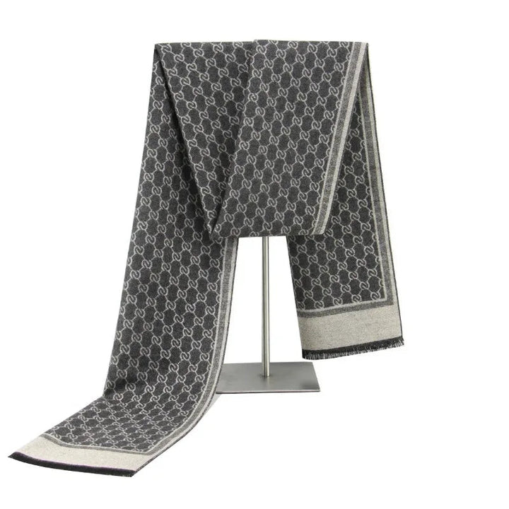 Harwelton™ Wool Blend Winter Scarf with Letter Print and Fringe