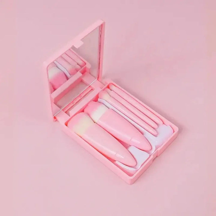 Harwelton™ Mini Make-Up Brush Set with Mirror in a Compact Case