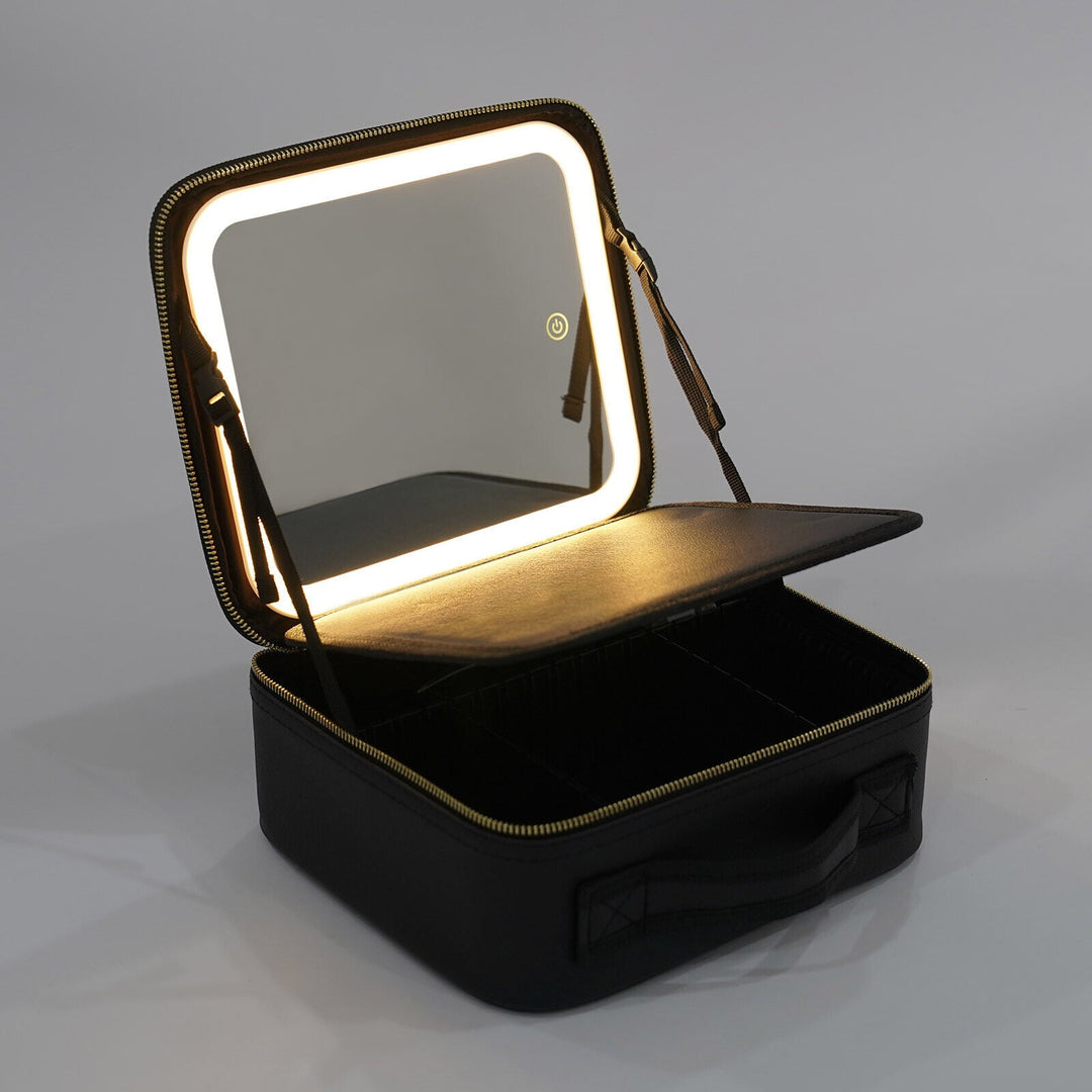 LED Makeup Bag with Built-In Mirror and 3 Light Settings