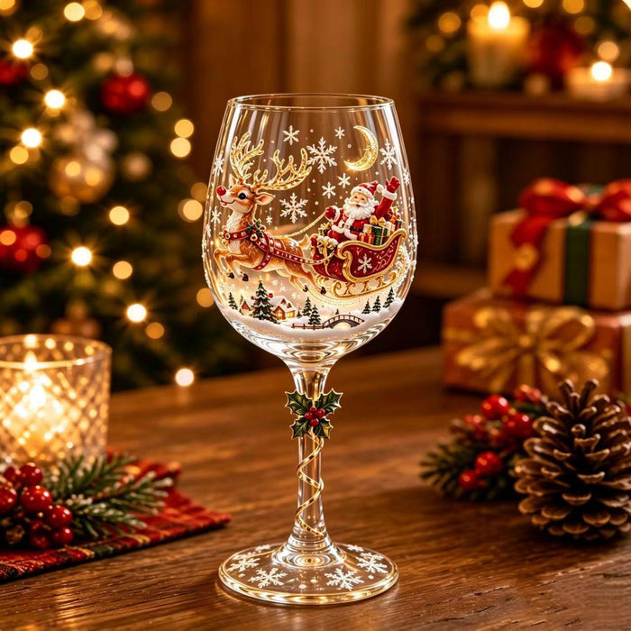 Harwelton Christmas wine glass with festive decorated stem