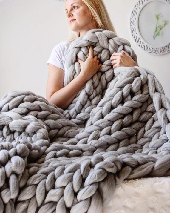 Chunky Knit Blanket, Super Thick and Cloud-Soft