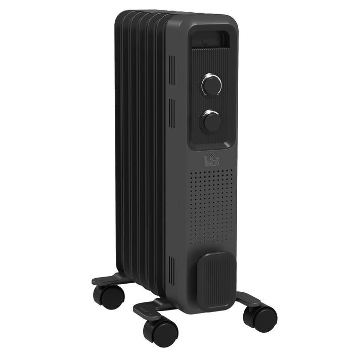 Harwelton Grey Oil Filled Radiator 1500W, 3 Settings on Wheels