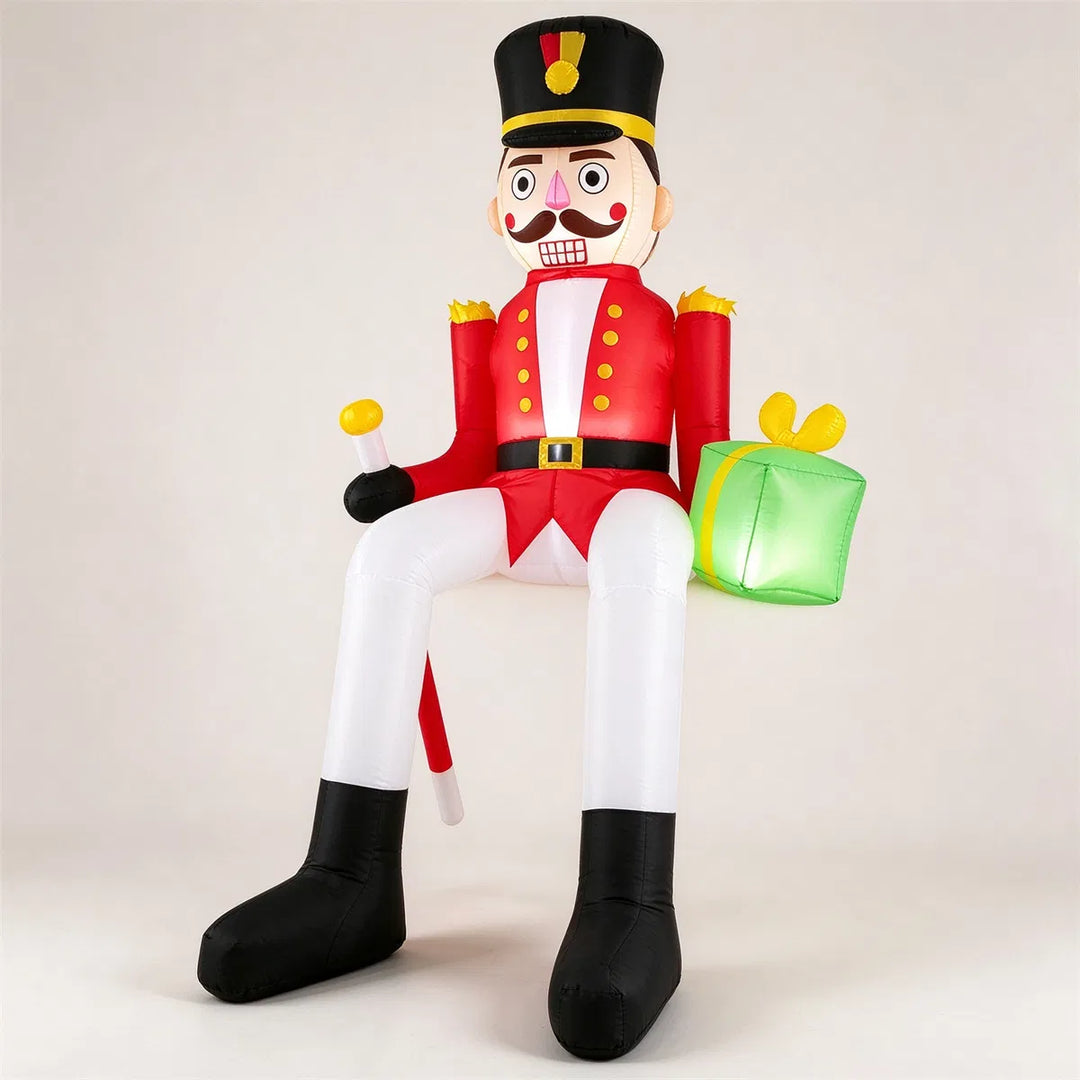 Giant inflatable sitting nutcracker