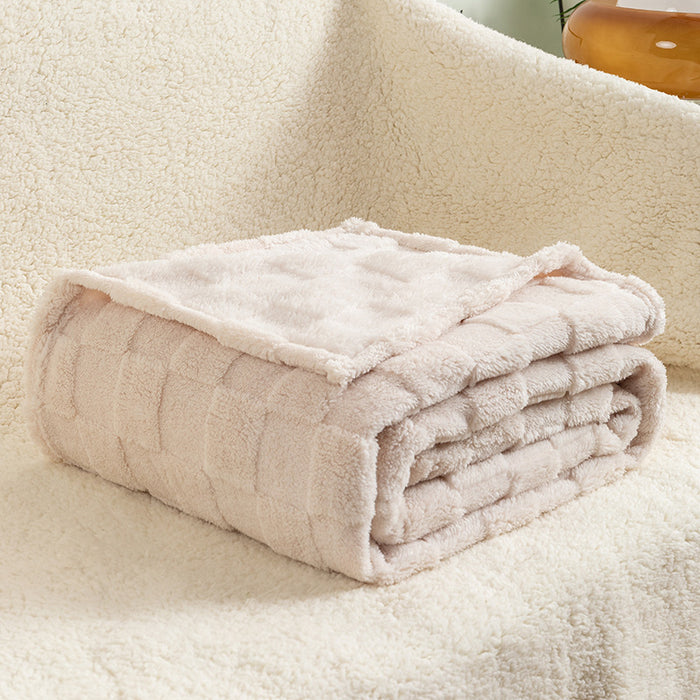 Harwelton Checked Jacquard Plush Throw, Machine Washable