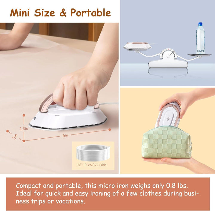 Compact Dual Voltage Travel Iron with Ceramic Soleplate