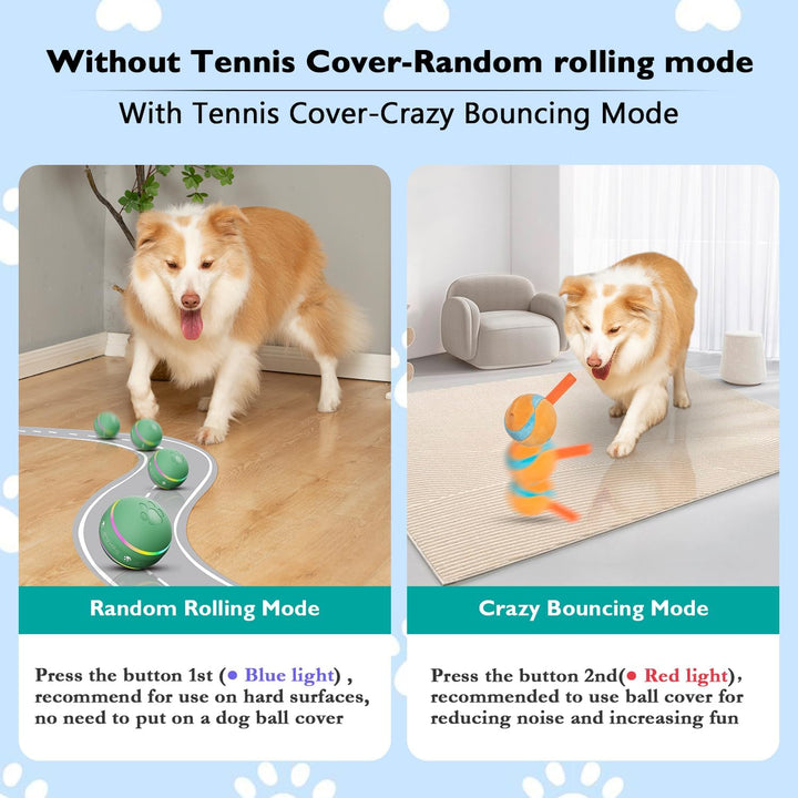 Self-Moving Dog Ball with Rolling and Bouncing Modes