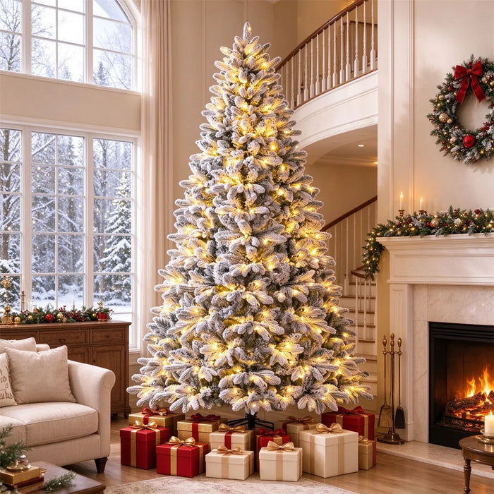 Harwelton Flocked Half Christmas Tree with 240 LEDs, 7ft