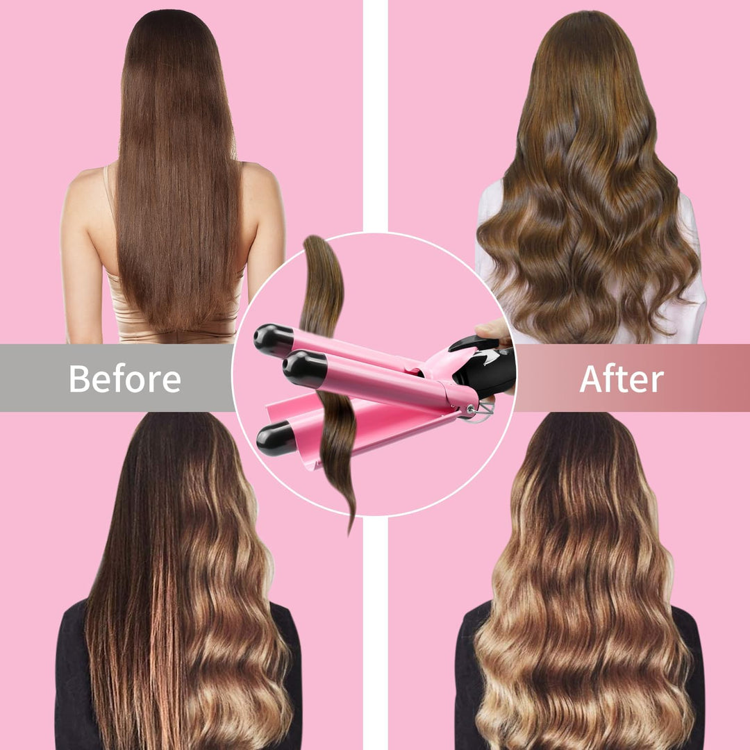 3 Barrel Hair Waver with LCD Display and Ceramic Coating