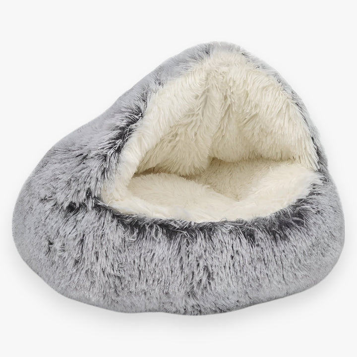 Round Faux Fur Pet Bed with Washable Cover and Non-Slip Base