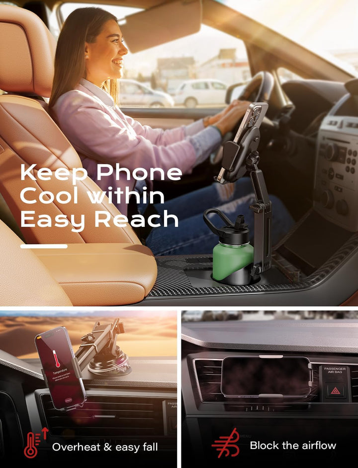 Harwelton™ Cup Holder Phone Mount for Car with Adjustable Height