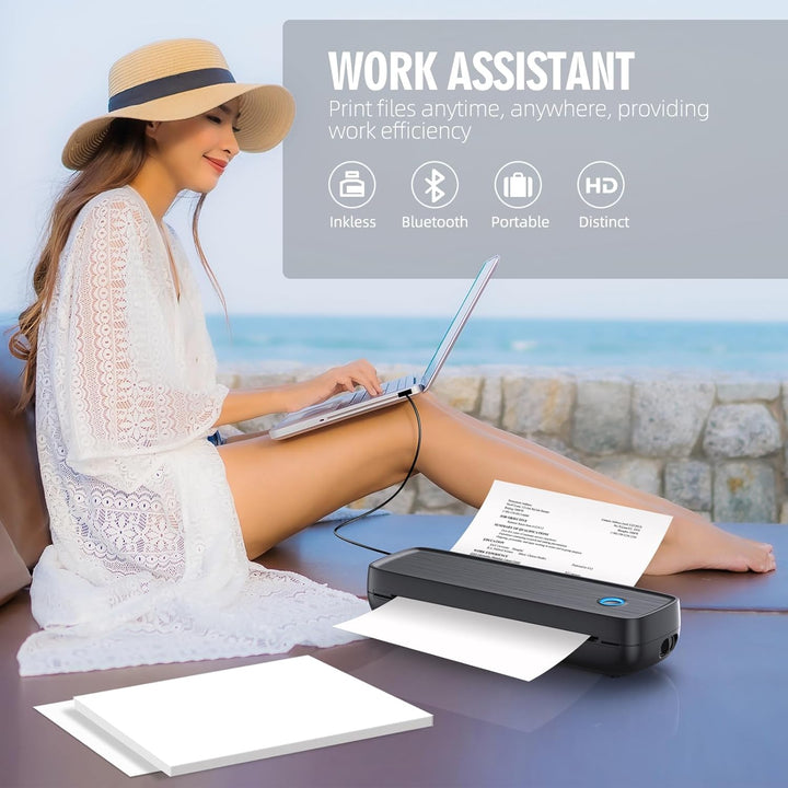 Portable Inkless Thermal Printer with Bluetooth and USB-C