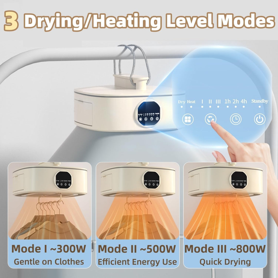 Harwelton™ Portable 800W Clothes Dryer &amp; Heater with 7-Hour Timer