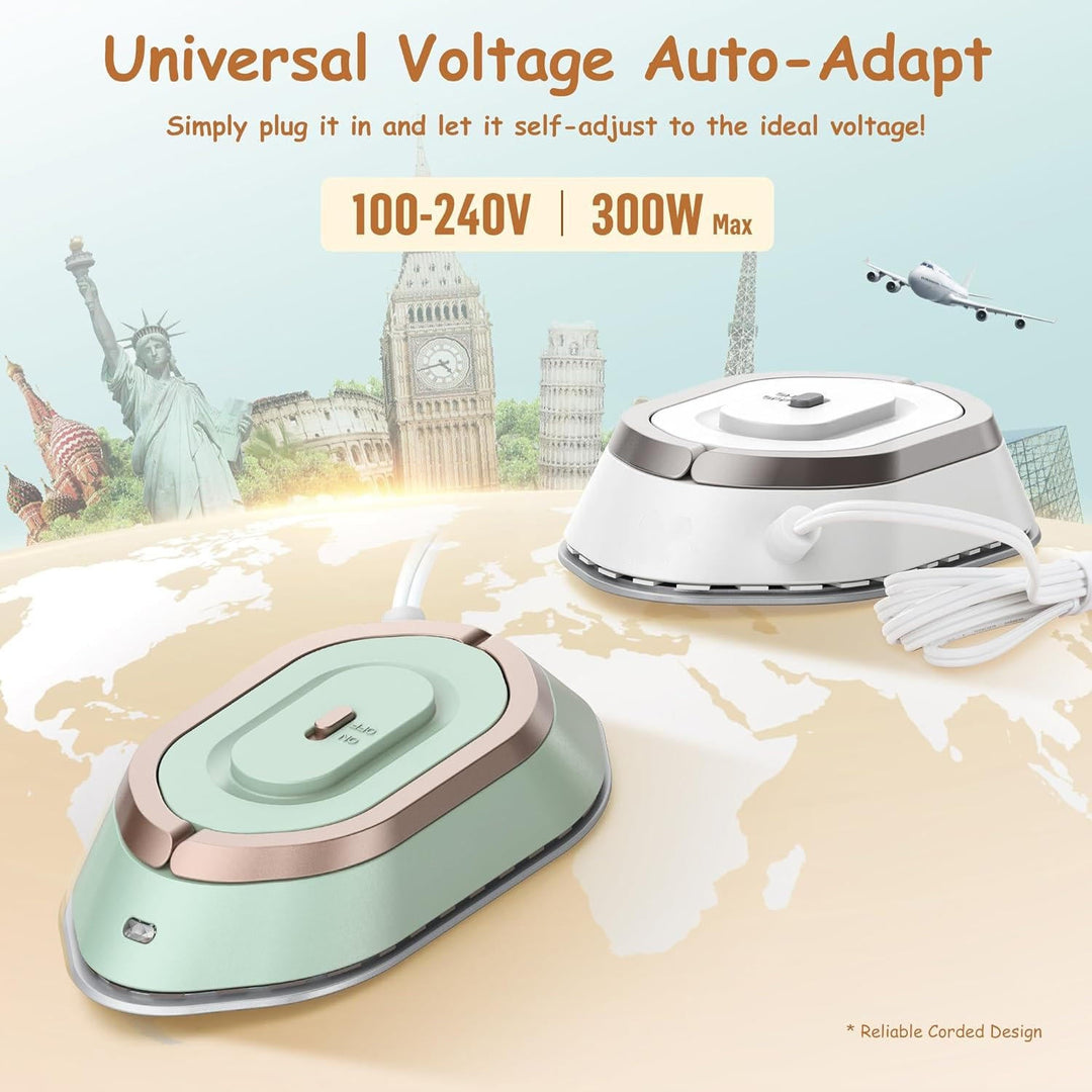 Compact Dual Voltage Travel Iron with Ceramic Soleplate