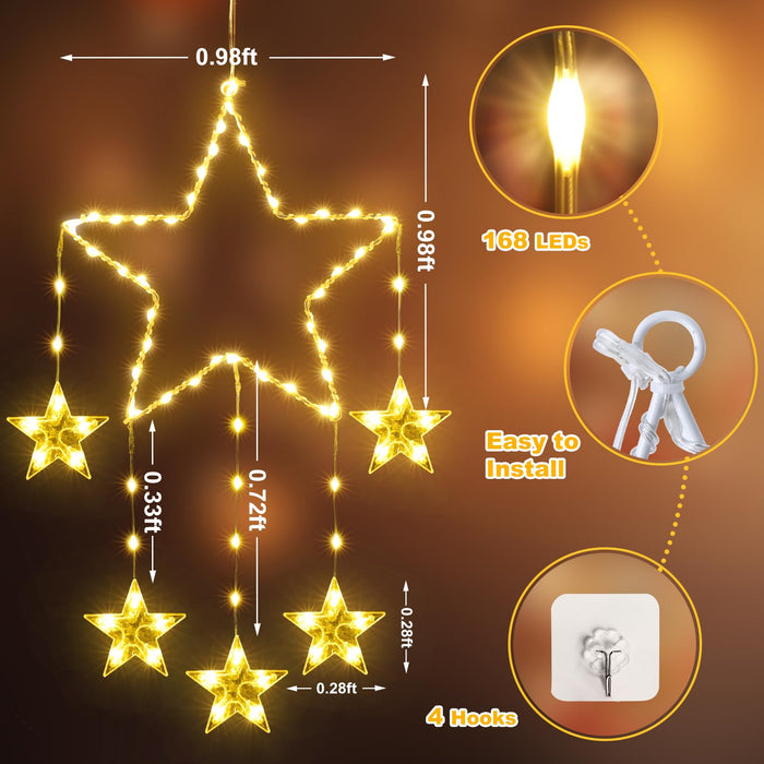 Harwelton™ Warm White Hanging Star Curtain Lights, 2 × 95 cm