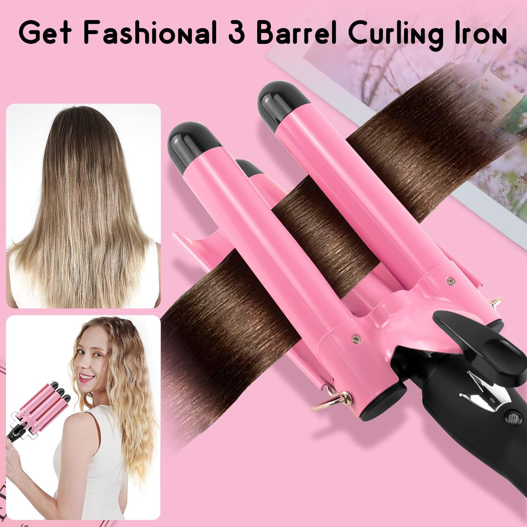 3 Barrel Hair Waver with LCD Display and Ceramic Coating