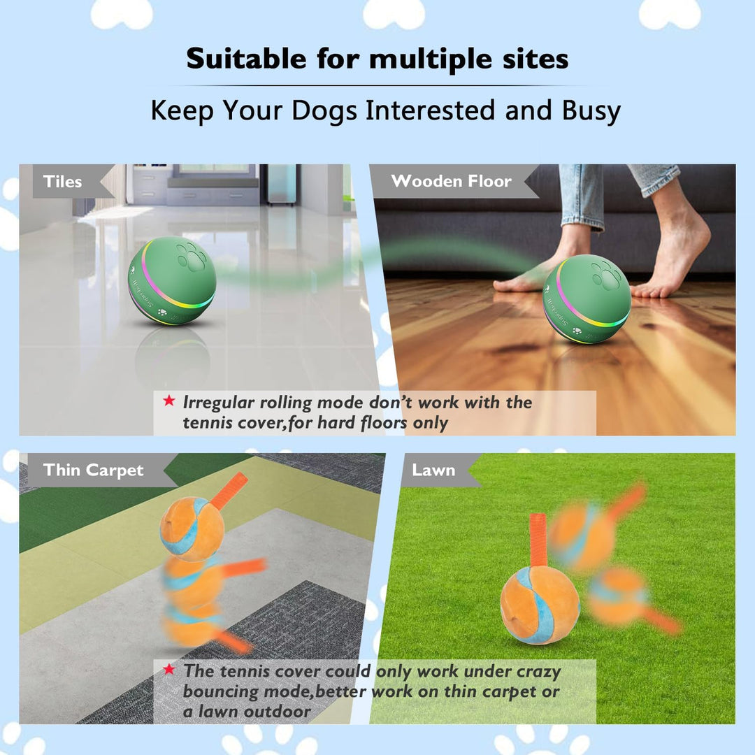 Self-Moving Dog Ball with Rolling and Bouncing Modes