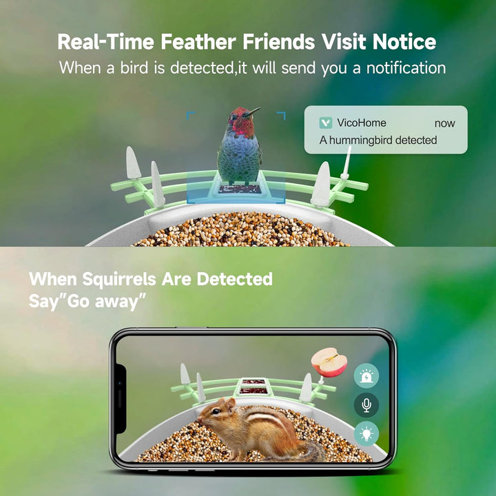 Solar Smart Bird Feeder Camera with AI Bird Recognition