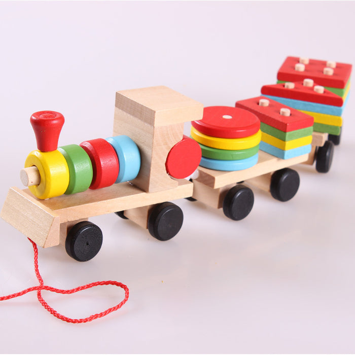 Harwelton Wooden pull-along train with 16 shape blocks