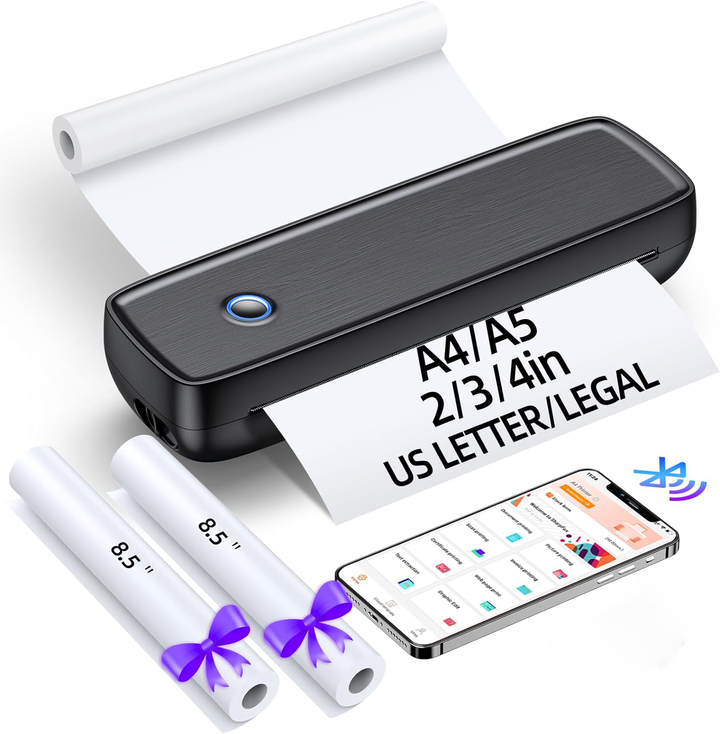 Portable Inkless Thermal Printer with Bluetooth and USB-C