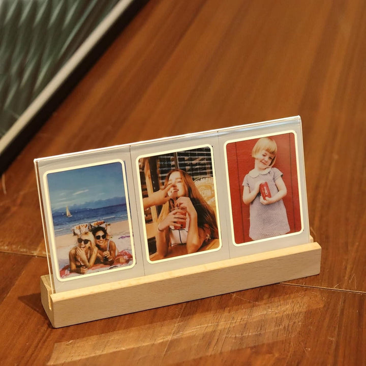 Illuminated Photo Frame with Three Slots for Prints and Tickets