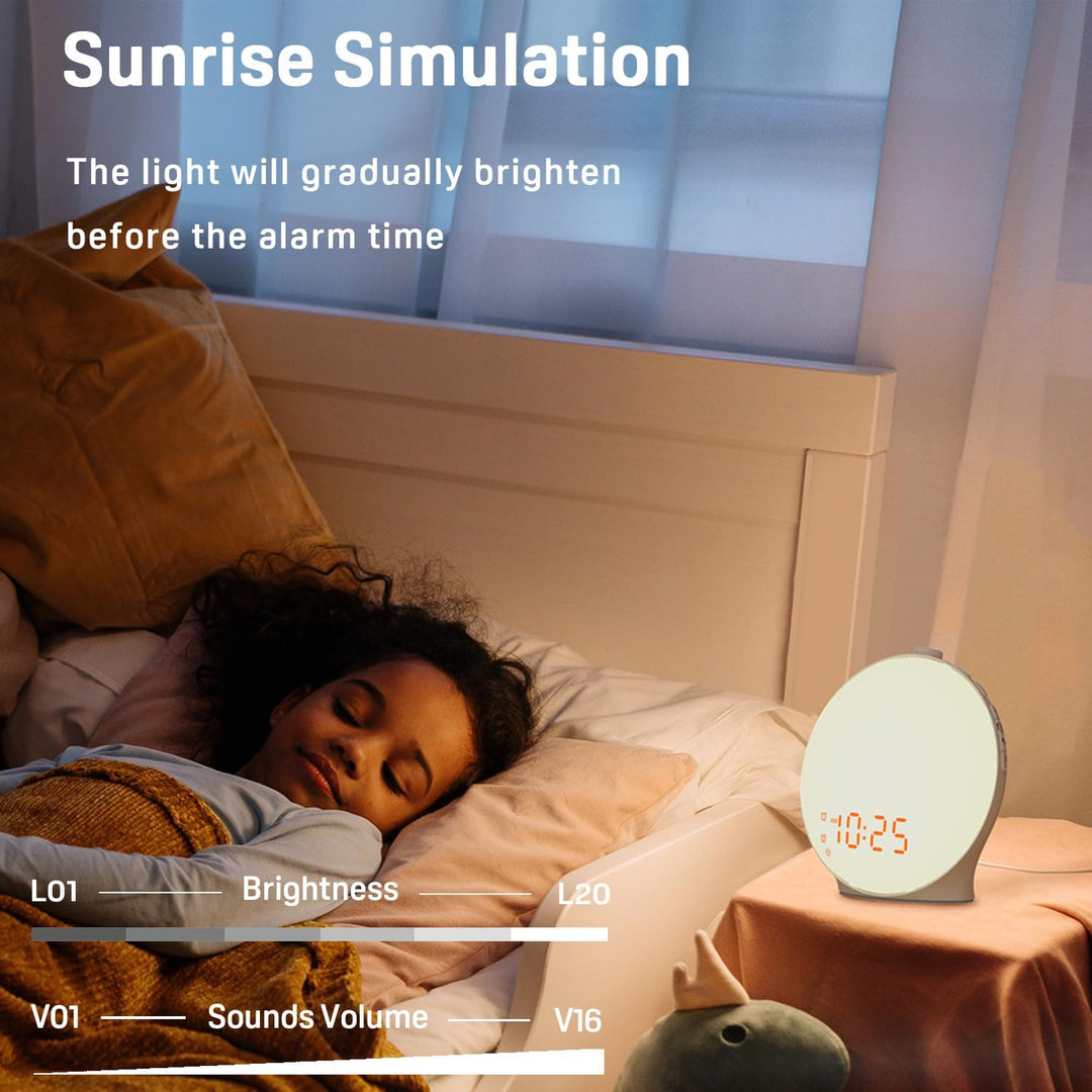 Harwelton™ Sunrise Alarm Clock with FM Radio and 14 Light Colours