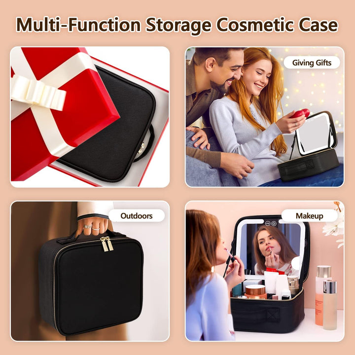 Harwelton™ Makeup Case with LED Mirror, USB Charging and Brush Slots