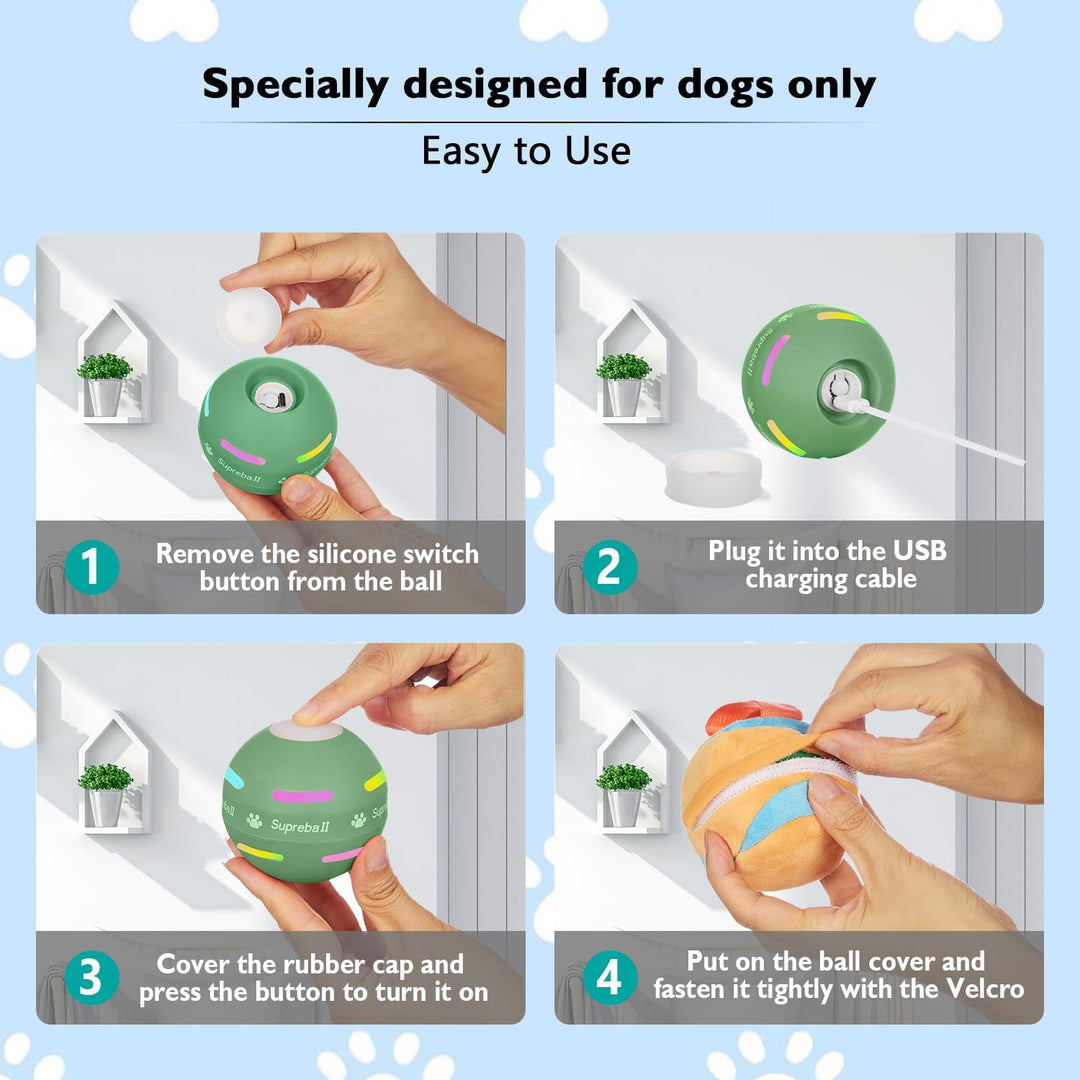 Self-Moving Dog Ball with Rolling and Bouncing Modes
