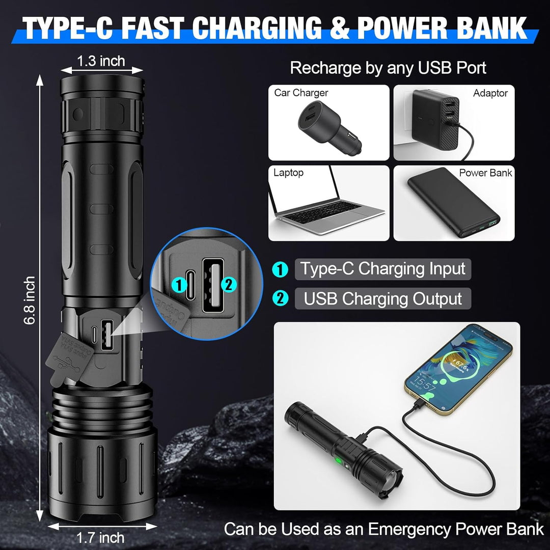 Ultra Bright Rechargeable LED Torch with Power Bank Function