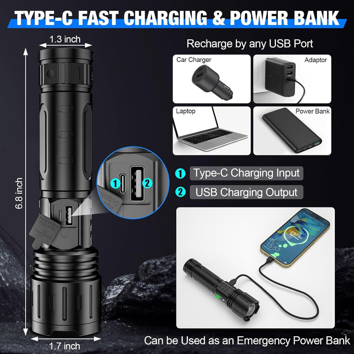 Ultra Bright Rechargeable LED Torch with Power Bank Function