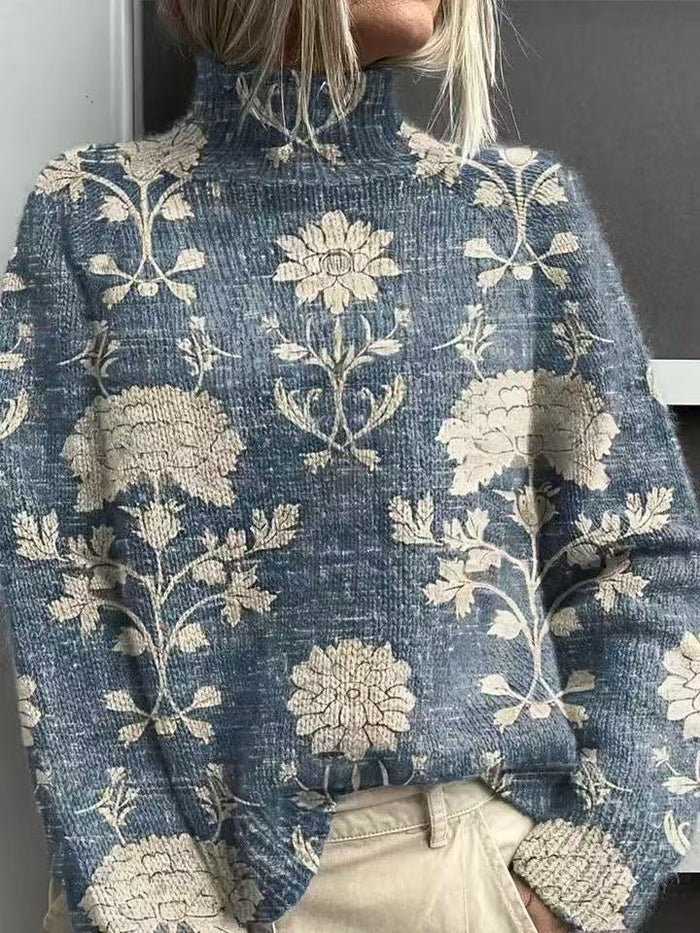 Harwelton Loose Printed Turtleneck Jumper for Women