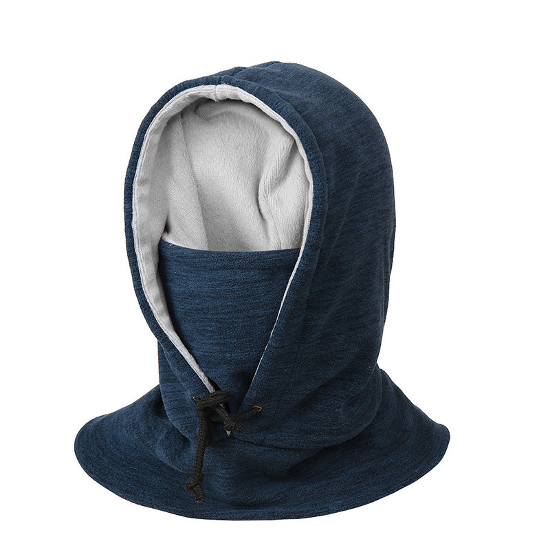 Person wearing black fleece balaclava hood