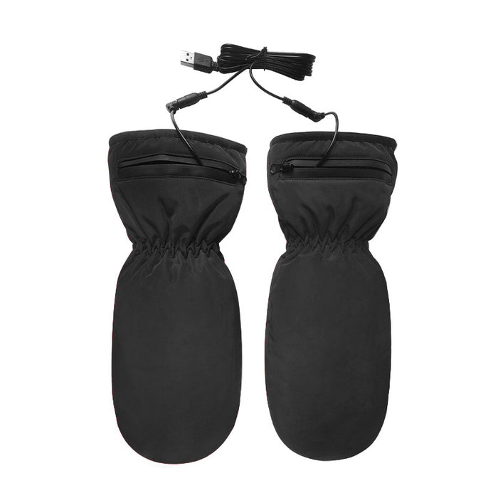 Harwelton USB Heated Mittens, Windproof with Zip Pocket