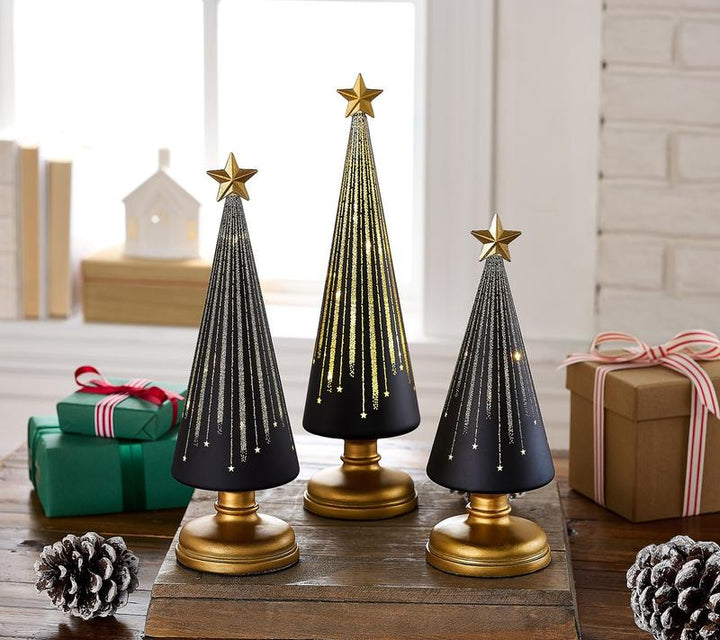 Christmas Decoration | LED Light-Up Tree Set | Battery Operated | Built-In Timer