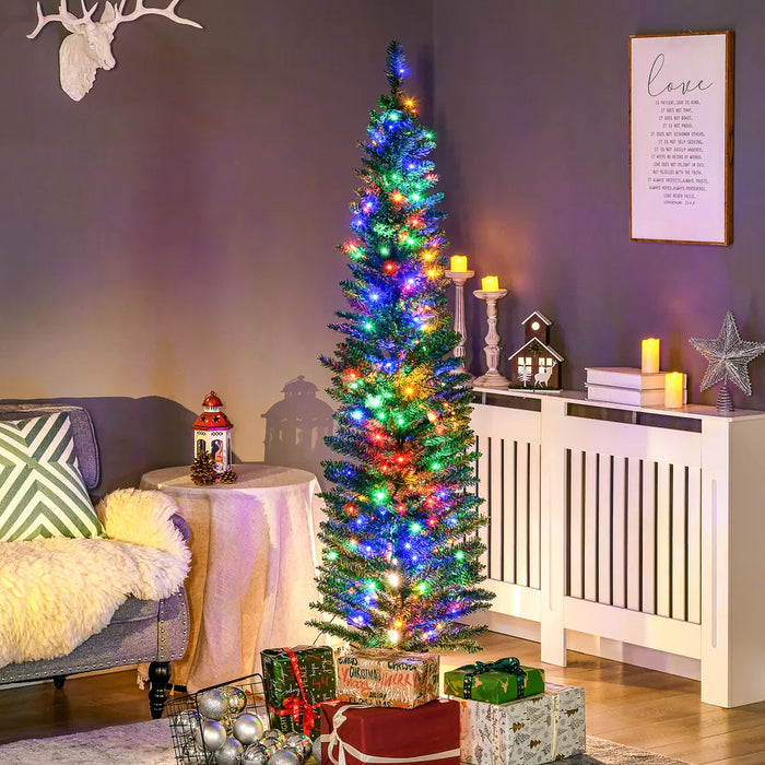 Harwelton Green Pencil Christmas Tree with 150 Multicoloured LEDs