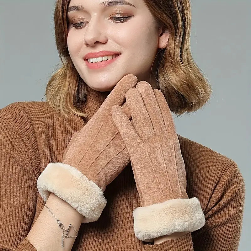 Harwelton™ Velvet-Lined Suede Winter Gloves with Plush Cuff