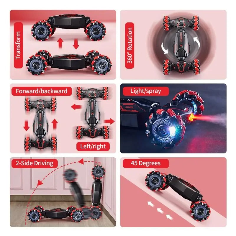 Gesture-Controlled RC Stunt Car with 4WD and 360° Spins