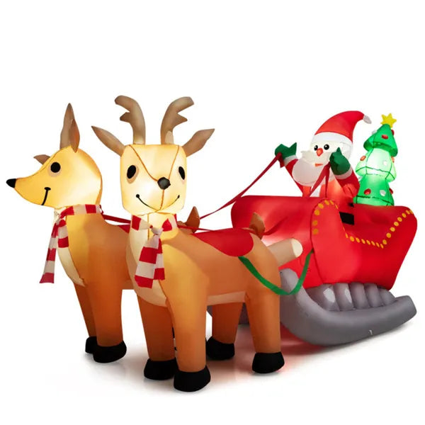 Harwelton Inflatable Santa on Sleigh with Two Reindeer, 7.2ft