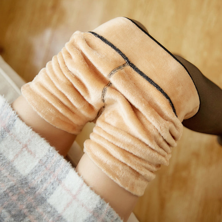 Nude thermal tights with sheer effect